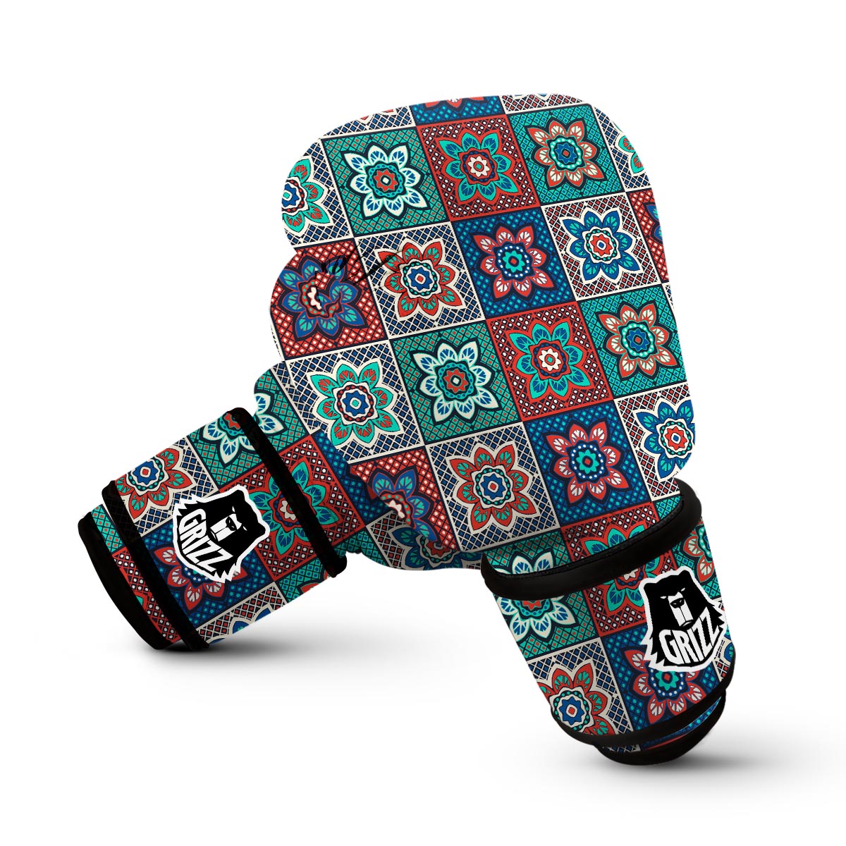 Colorful Mosaic Print Pattern Boxing Gloves-grizzshop