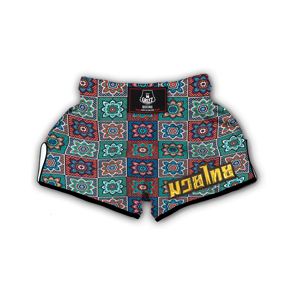 Colorful Mosaic Print Pattern Muay Thai Boxing Shorts-grizzshop