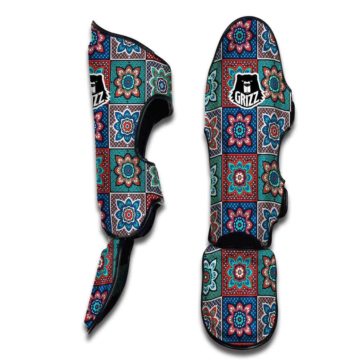 Colorful Mosaic Print Pattern Muay Thai Shin Guards-grizzshop