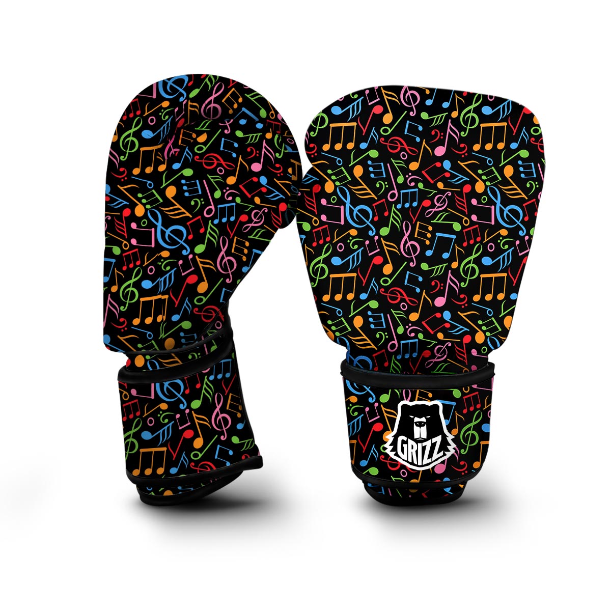 Colorful Music Note Pattern Print Boxing Gloves-grizzshop