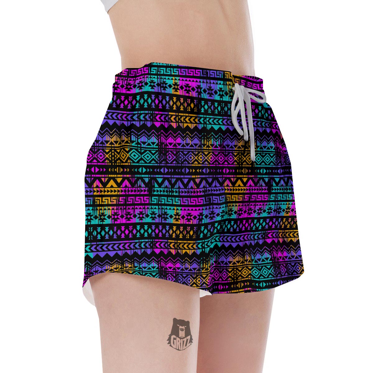 Colorful Native Aztec Geometric Women's Shorts-grizzshop