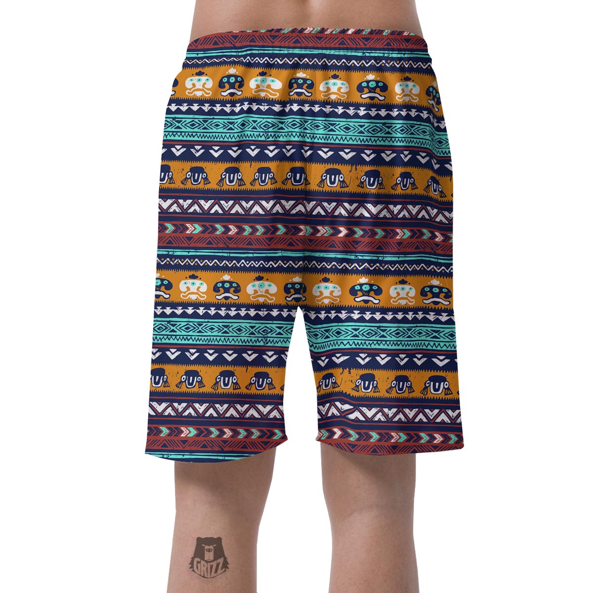 Colorful Neon Ethic Aztec Maya Print Men's Shorts-grizzshop
