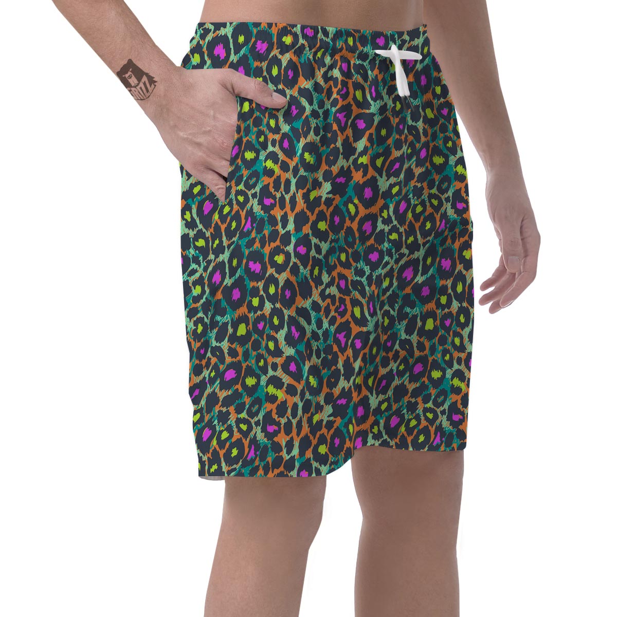 Colorful Neon Leopard Men's Shorts-grizzshop
