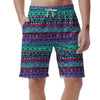 Colorful Neon Tribal Aztec Hand Drawn Men's Shorts-grizzshop