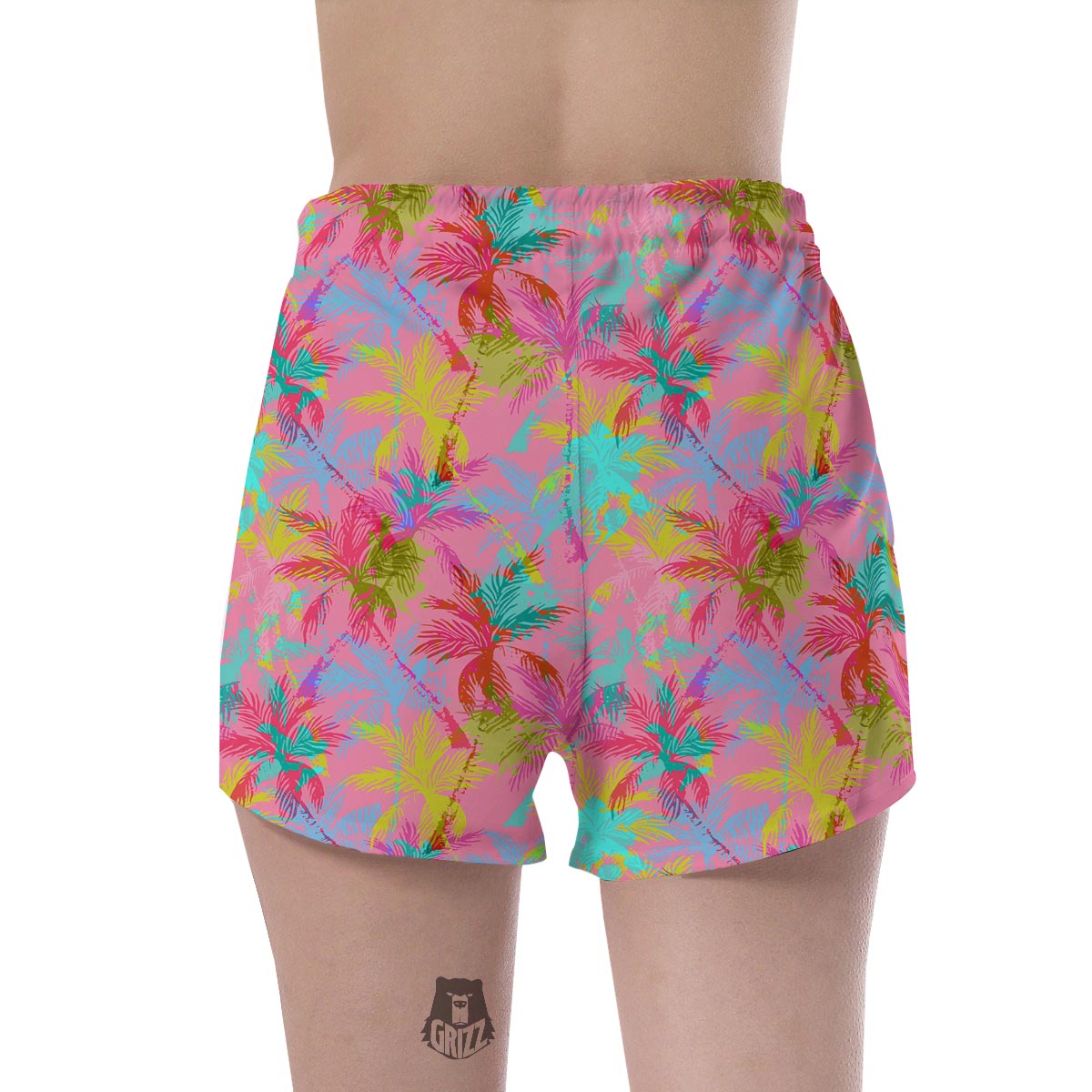 Colorful Palm Tree Hawaiian Print Women's Shorts-grizzshop