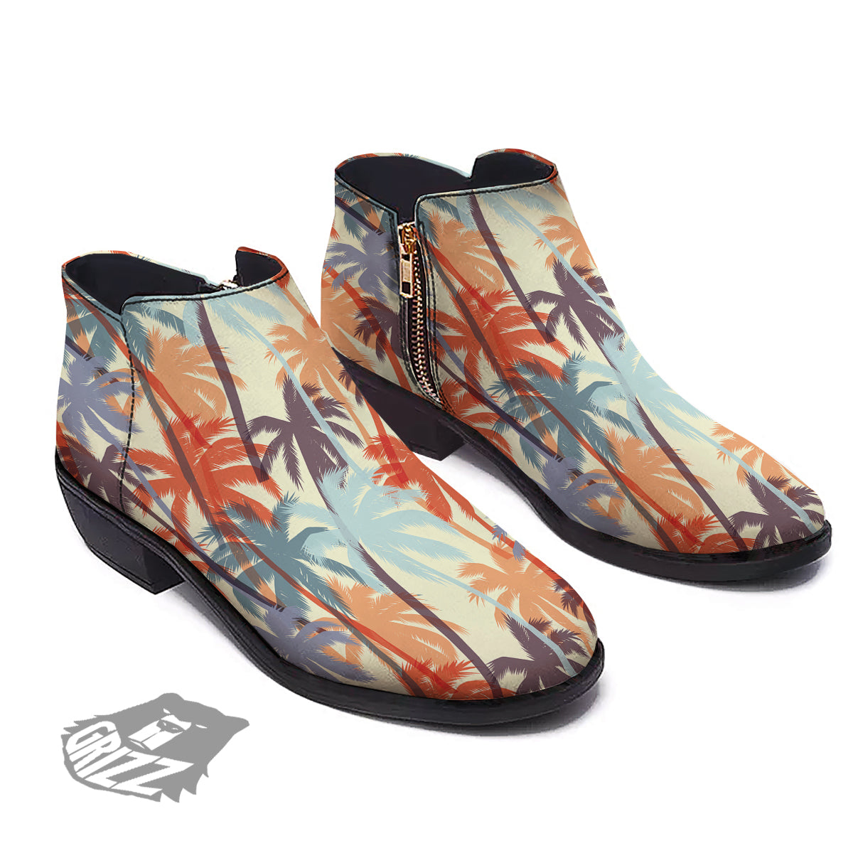 Colorful Palm Trees Print Pattern Ankle Boots-grizzshop