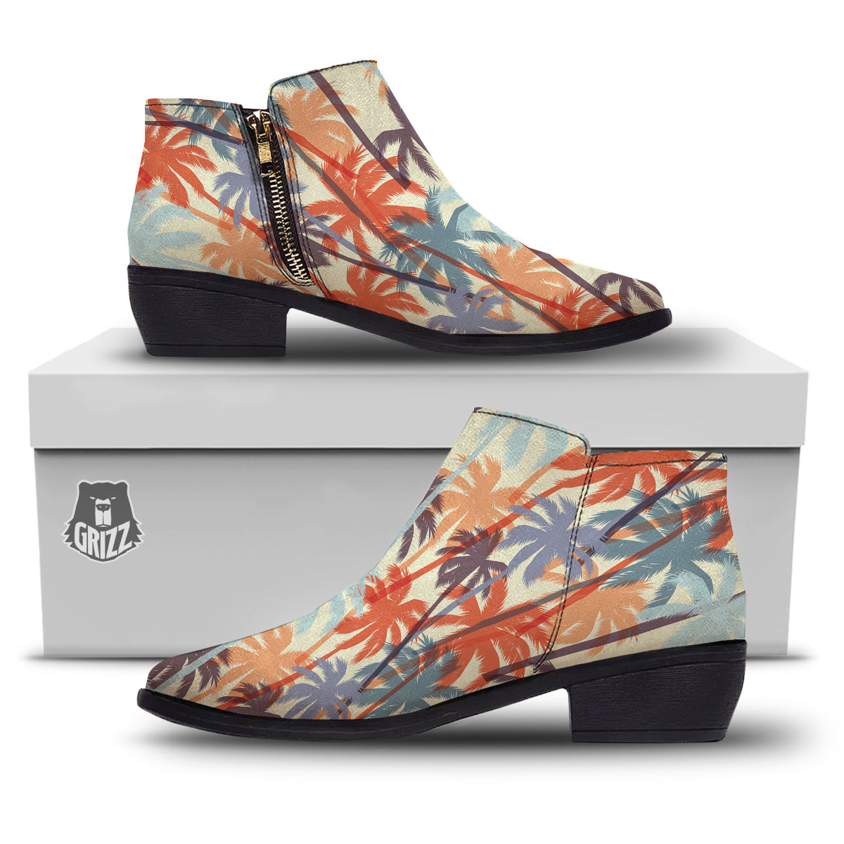 Colorful Palm Trees Print Pattern Ankle Boots-grizzshop