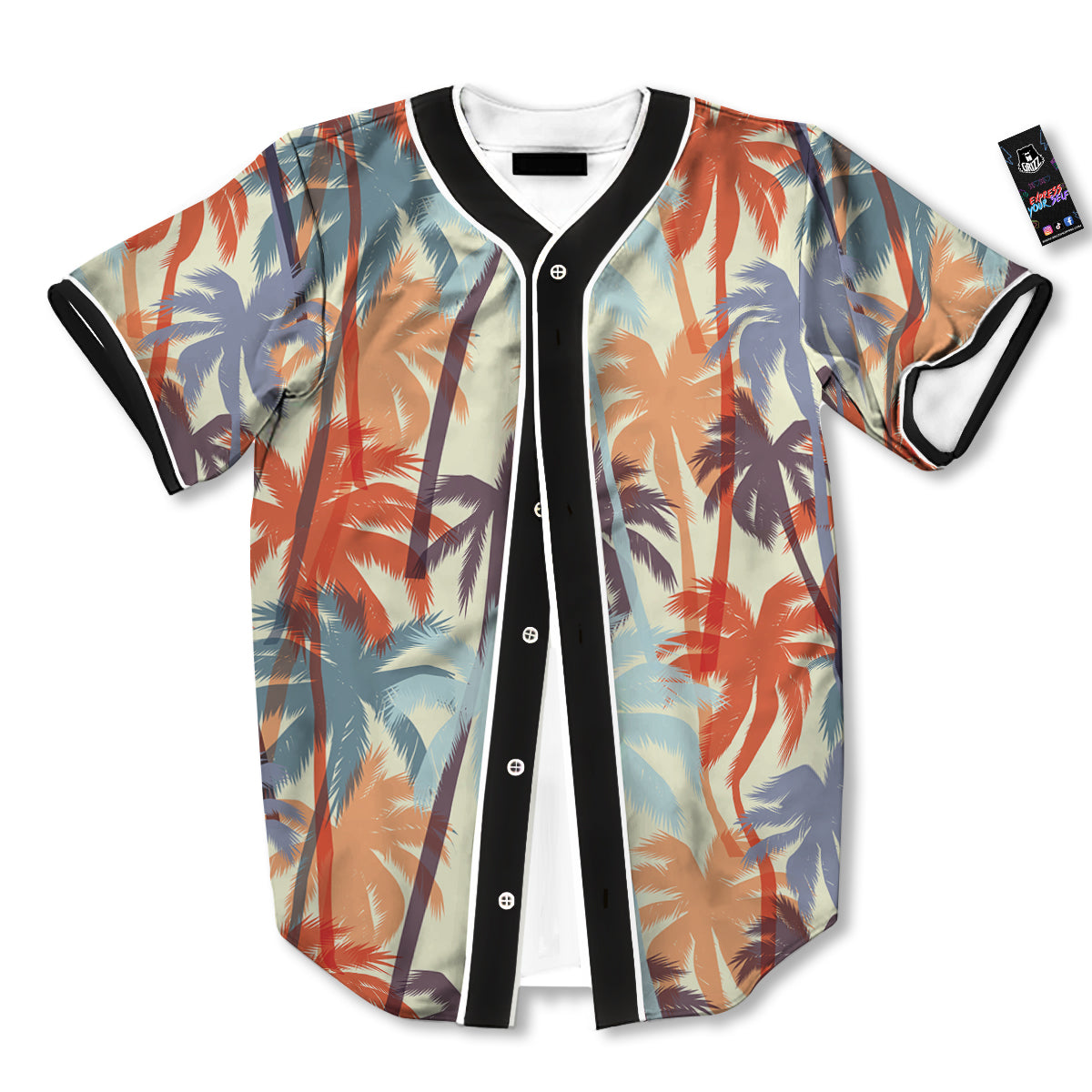 Colorful Palm Trees Print Pattern Baseball Jersey-grizzshop