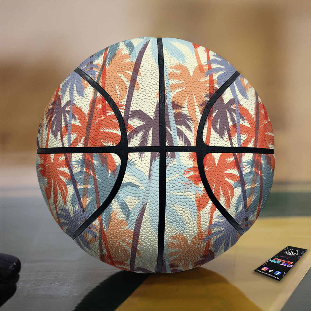 Colorful Palm Trees Print Pattern Basketball