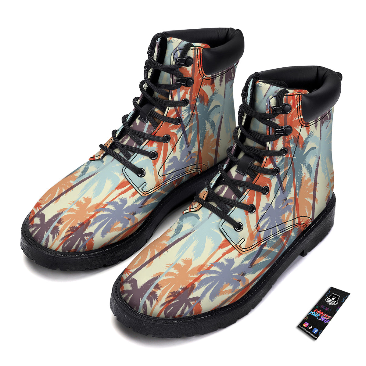 Colorful Palm Trees Print Pattern Boots-grizzshop