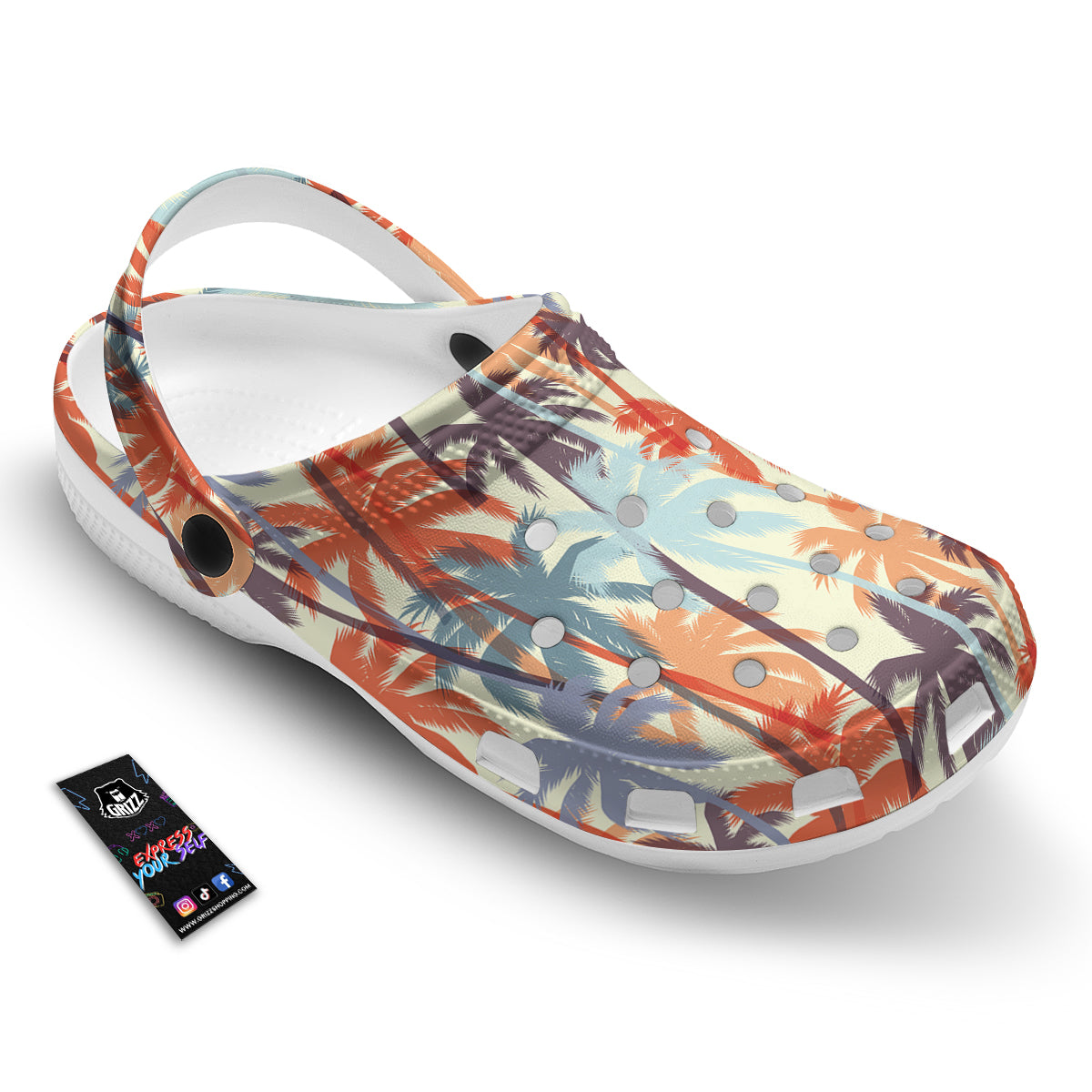 Colorful Palm Trees Print Pattern Clog-grizzshop