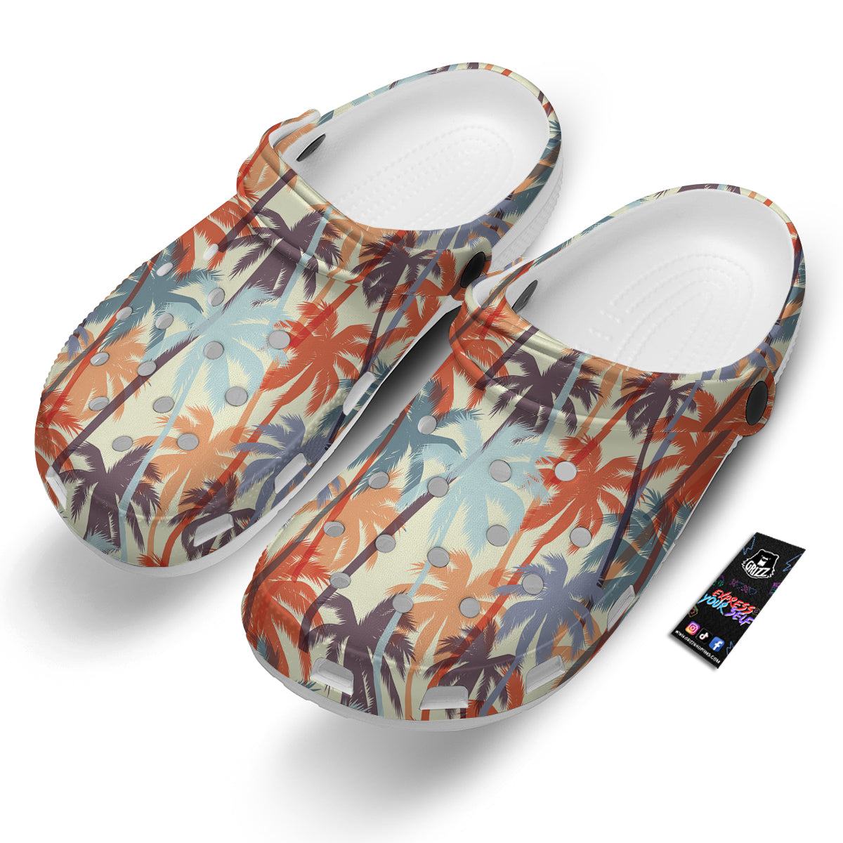 Colorful Palm Trees Print Pattern Clog-grizzshop