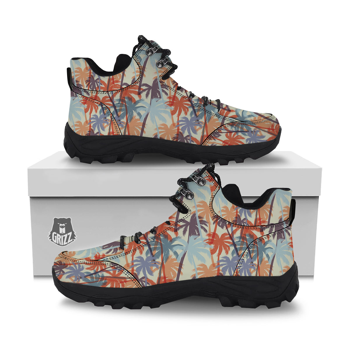 Colorful Palm Trees Print Pattern Hiking Shoes-grizzshop