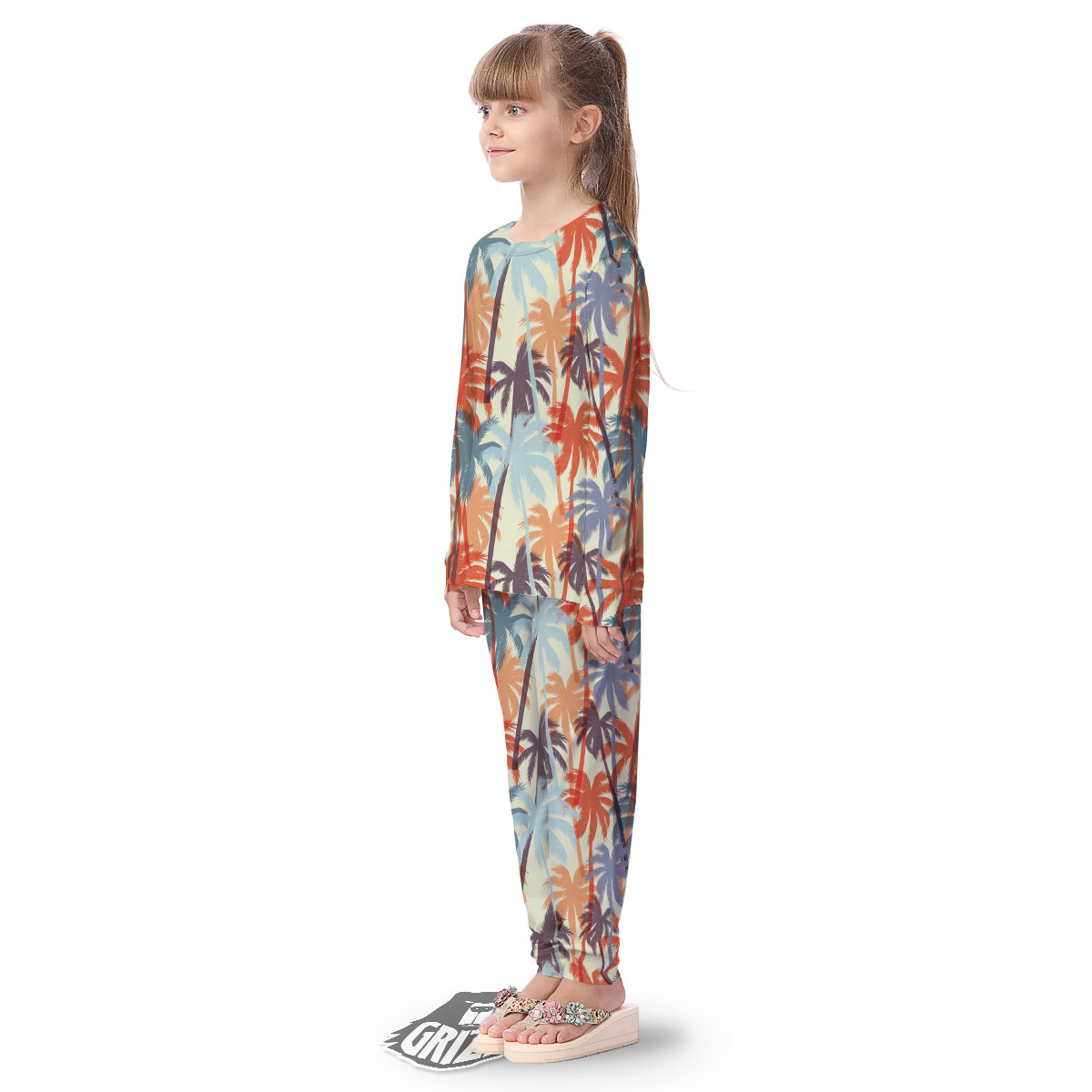 Colorful Palm Trees Print Pattern Kid's Pajamas-grizzshop