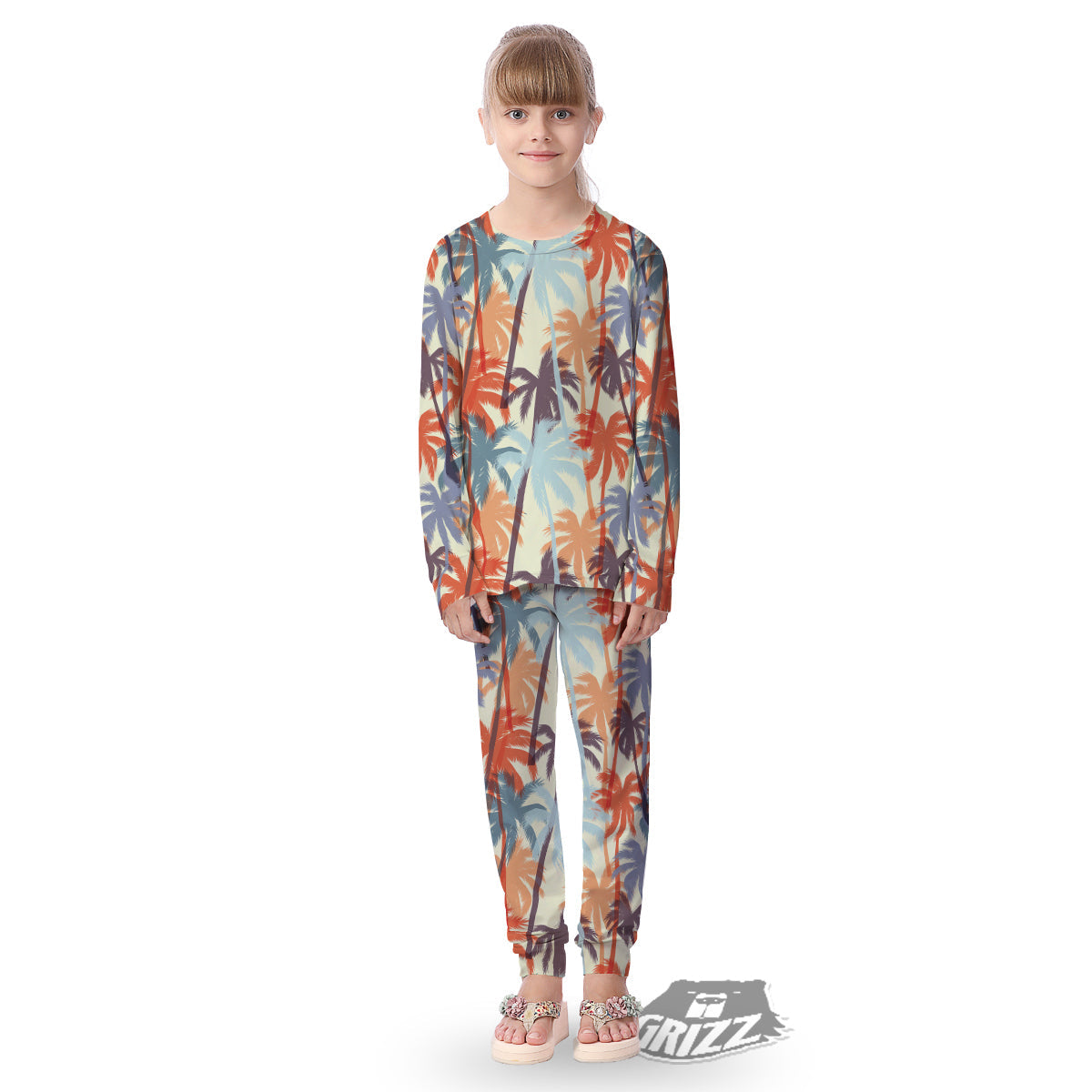 Colorful Palm Trees Print Pattern Kid's Pajamas-grizzshop