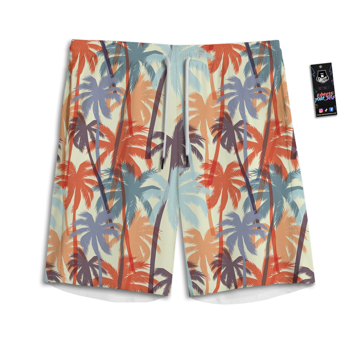 Colorful Palm Trees Print Pattern Men's Athletic Shorts