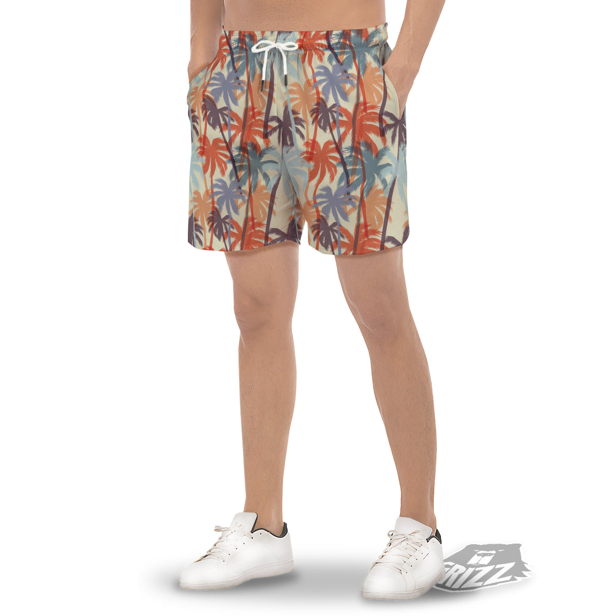 Colorful Palm Trees Print Pattern Men's Gym Shorts-grizzshop