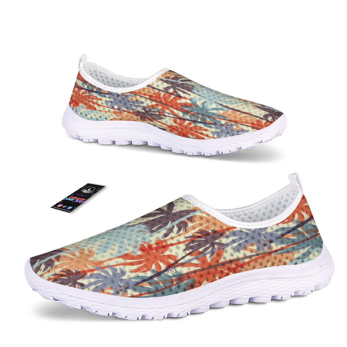 Colorful Palm Trees Print Pattern Nurse Shoes-grizzshop