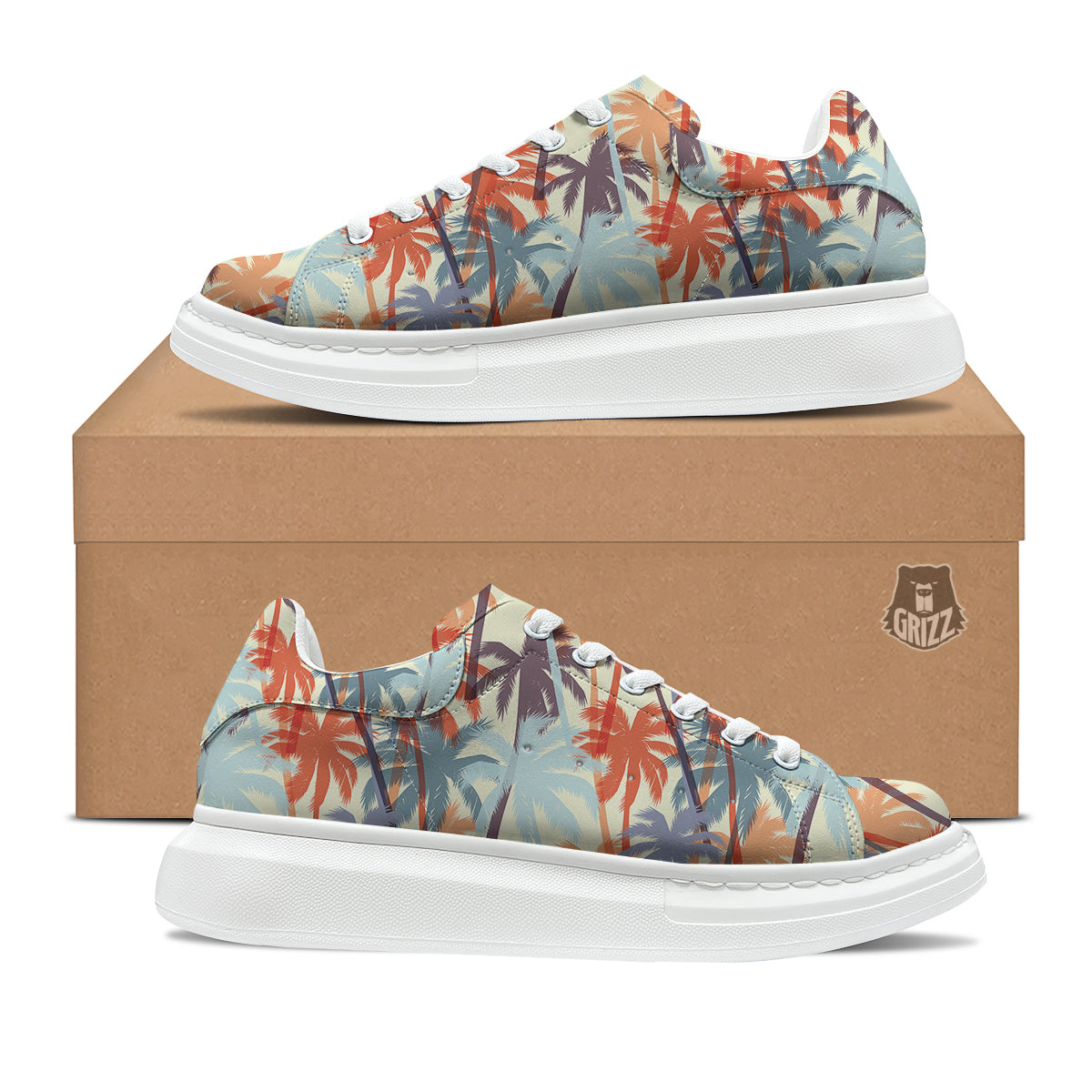 Colorful Palm Trees Print Pattern Platform Shoes-grizzshop