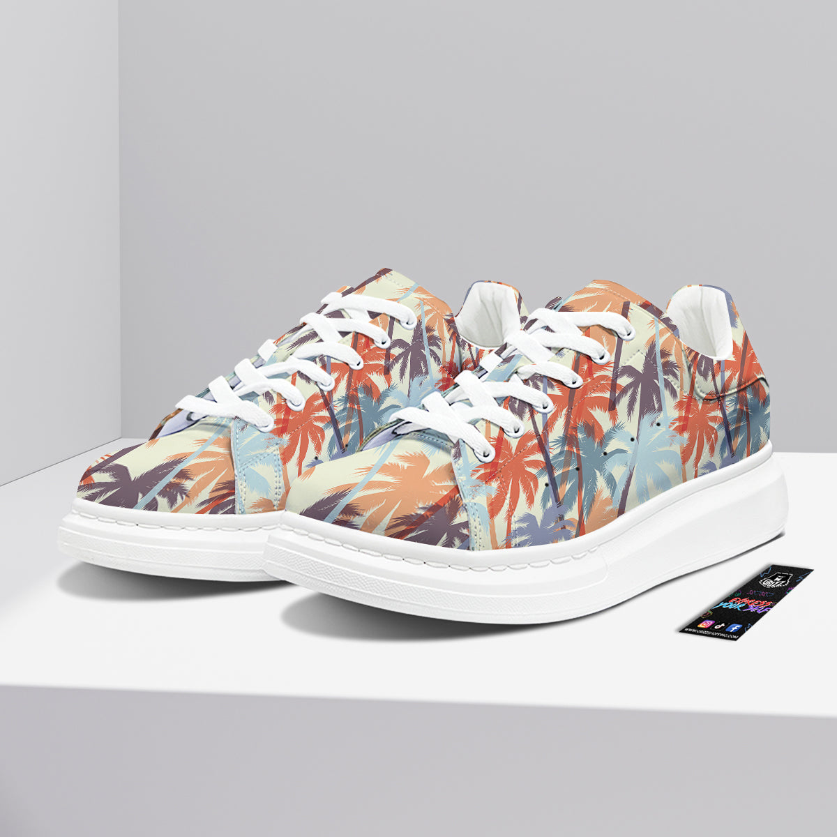 Colorful Palm Trees Print Pattern Platform Shoes-grizzshop