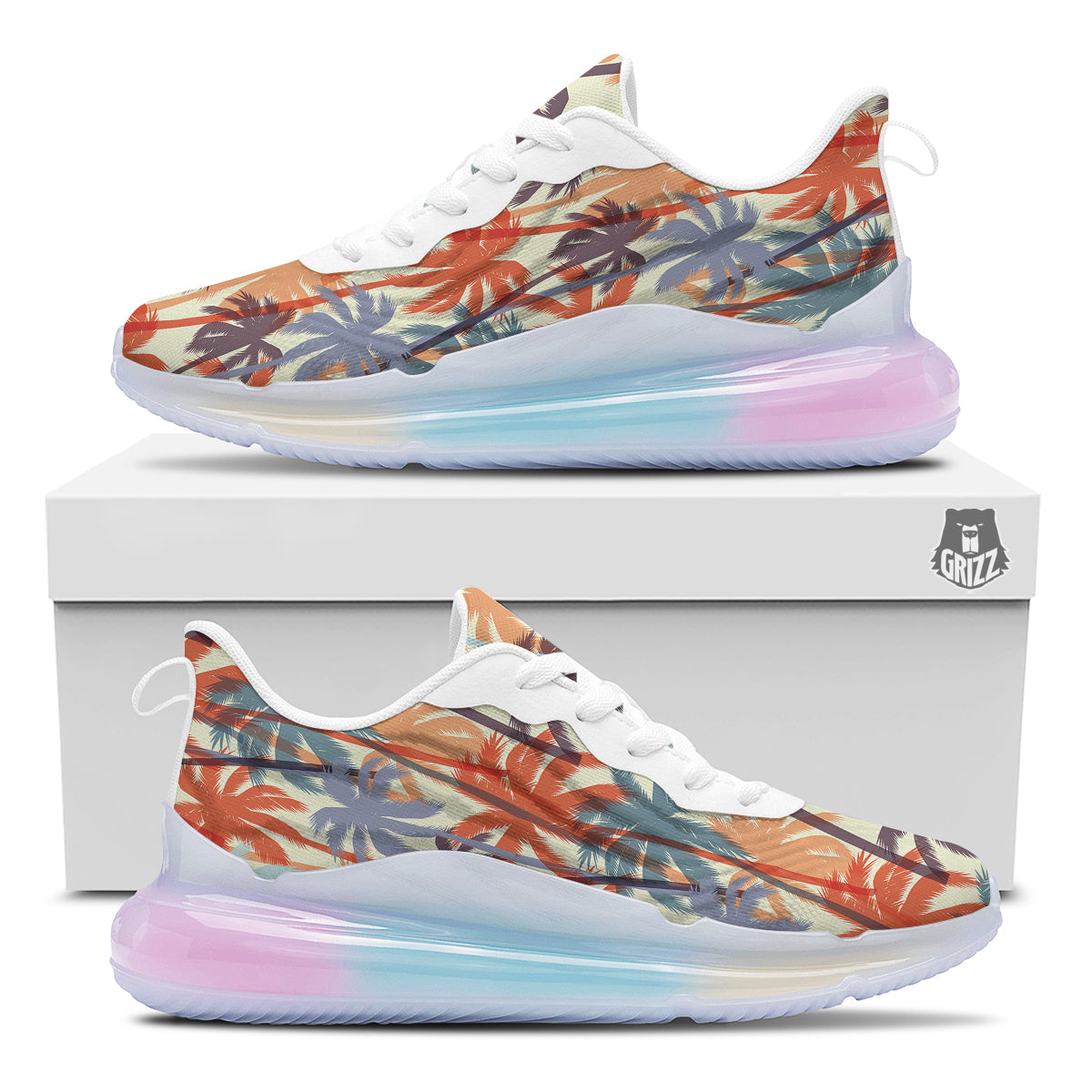 Colorful Palm Trees Print Pattern Running Sneakers-grizzshop