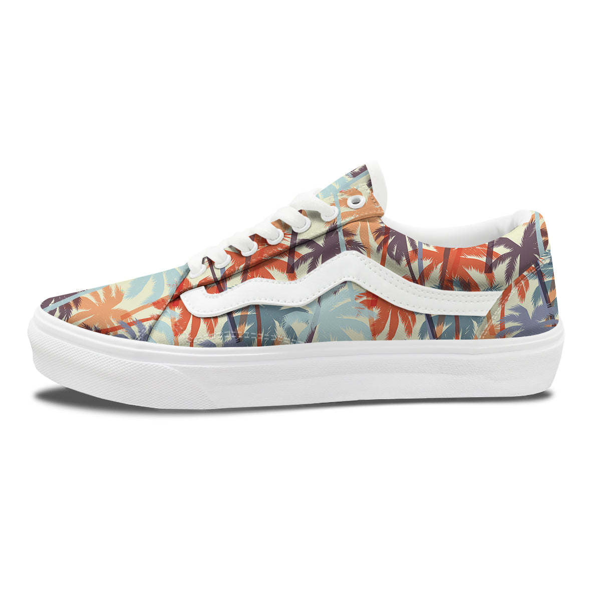 Colorful Palm Trees Print Pattern Skate Shoes-grizzshop