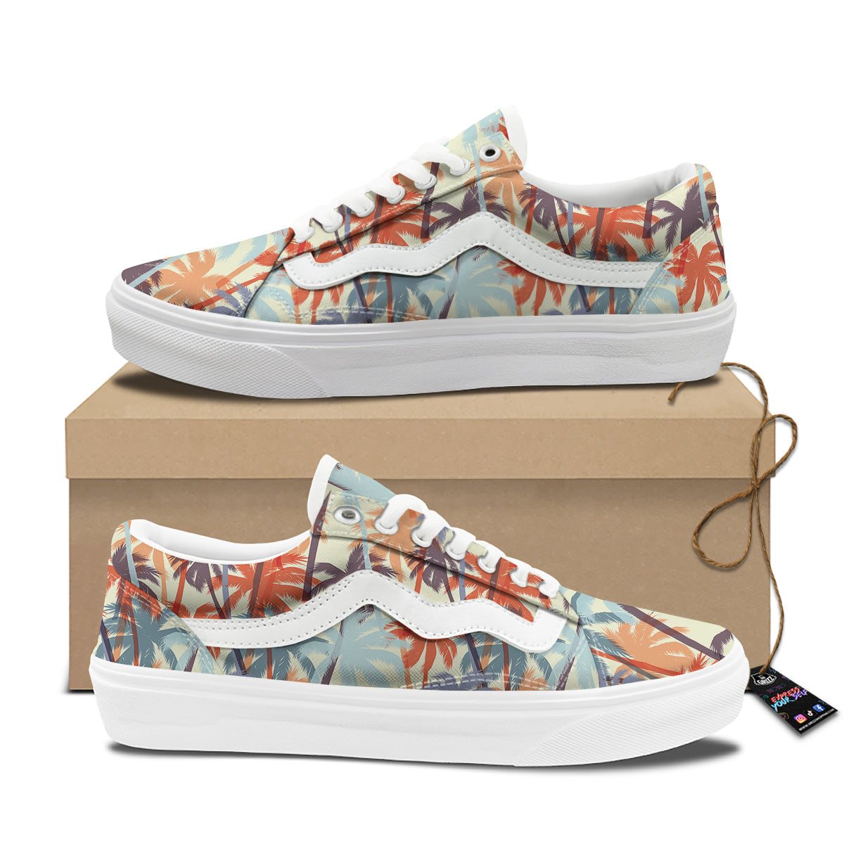 Colorful Palm Trees Print Pattern Skate Shoes-grizzshop