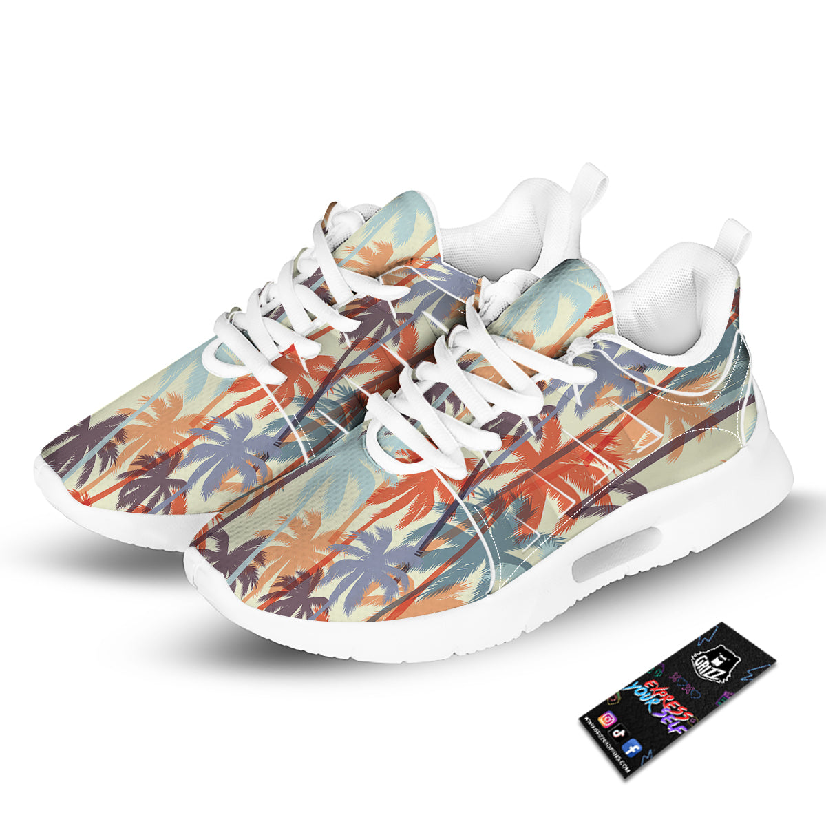 Colorful Palm Trees Print Pattern Tennis Shoes-grizzshop