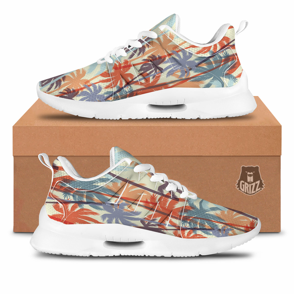 Colorful Palm Trees Print Pattern Tennis Shoes-grizzshop