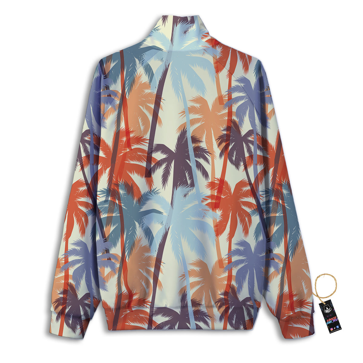 Colorful Palm Trees Print Pattern Track Jacket-grizzshop