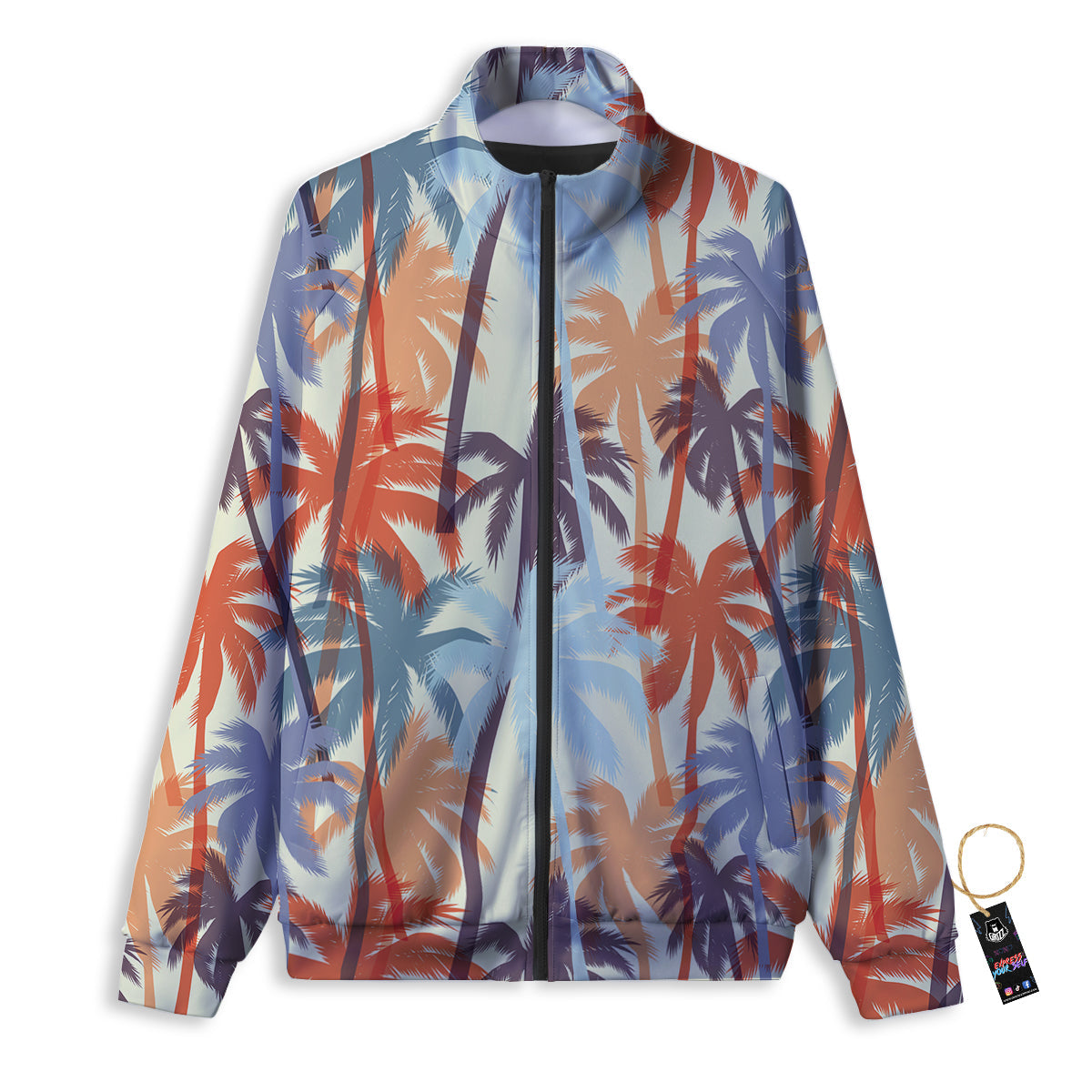 Colorful Palm Trees Print Pattern Track Jacket-grizzshop