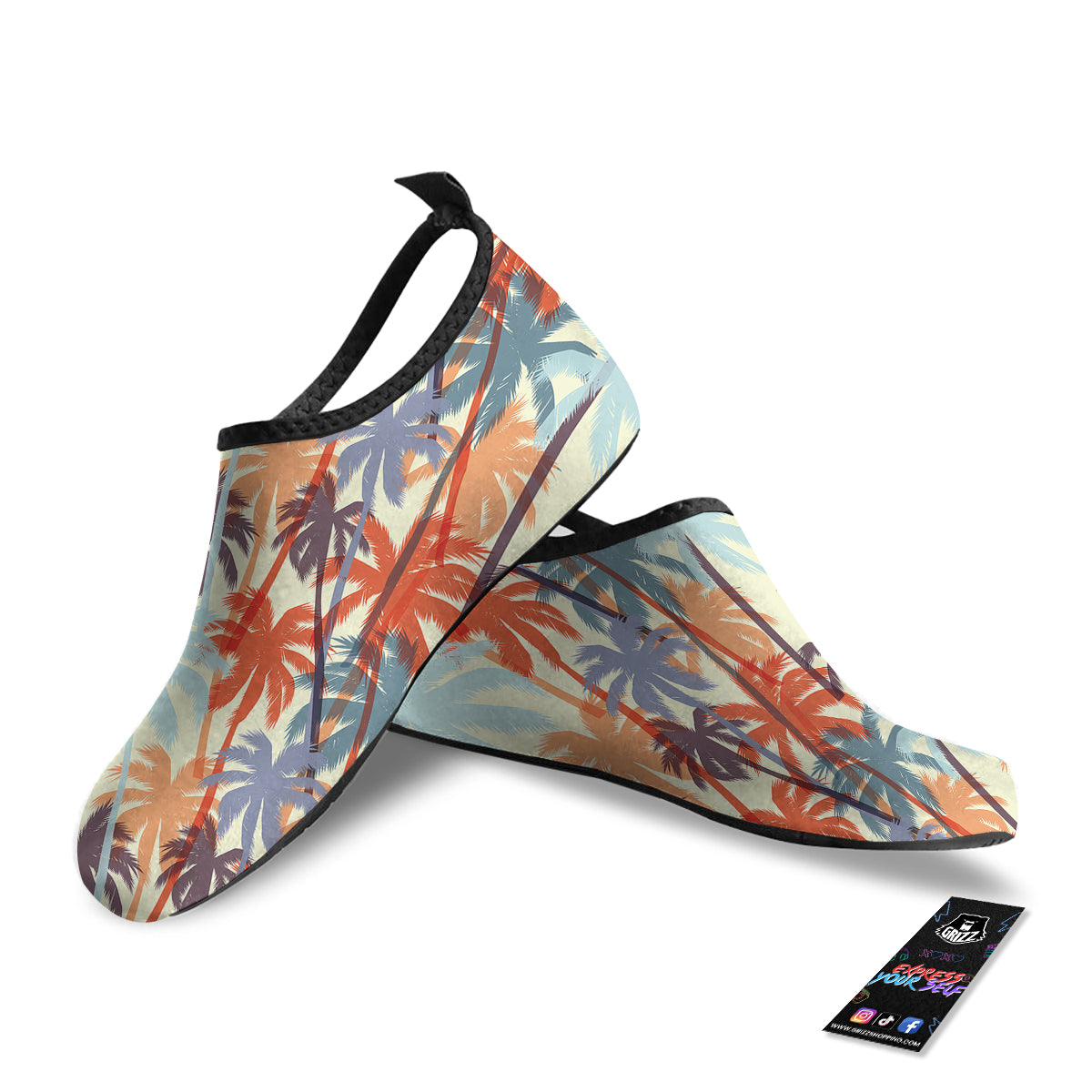 Colorful Palm Trees Print Pattern Water Shoes-grizzshop