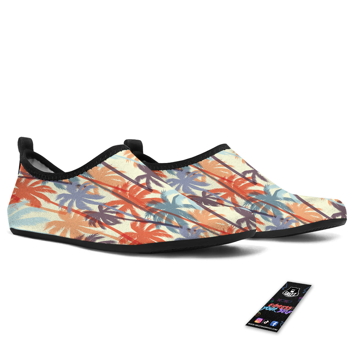Colorful Palm Trees Print Pattern Water Shoes-grizzshop