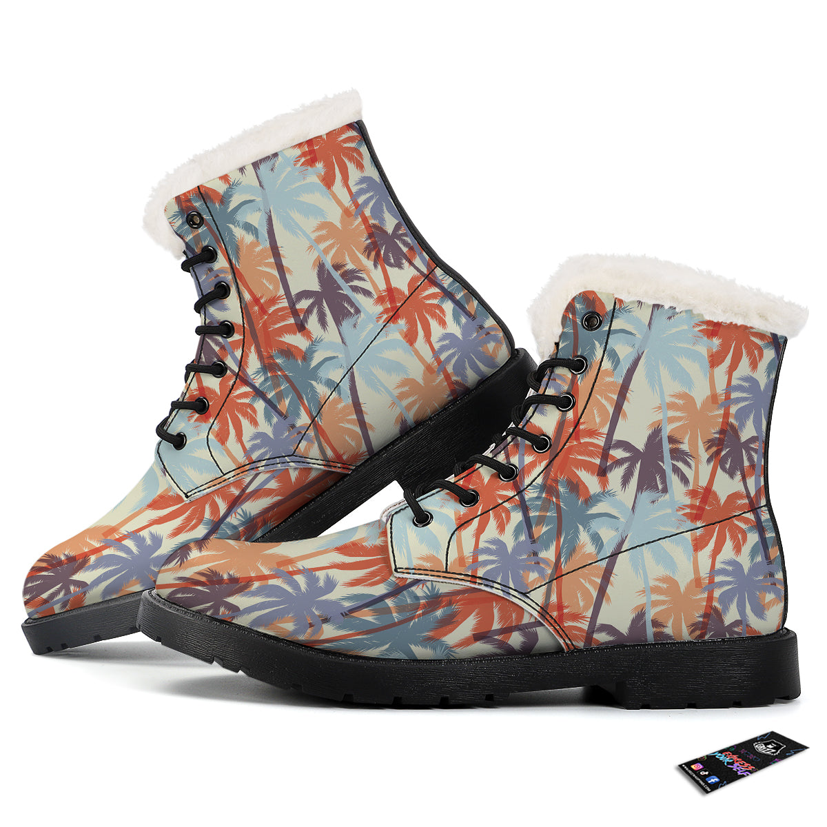 Colorful Palm Trees Print Pattern Winter Boots-grizzshop