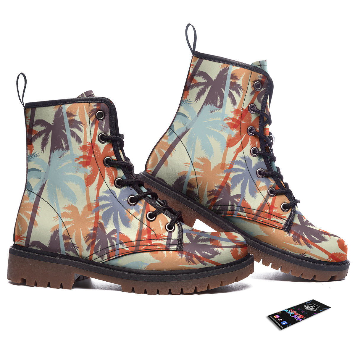 Colorful Palm Trees Print Pattern Work Boots-grizzshop