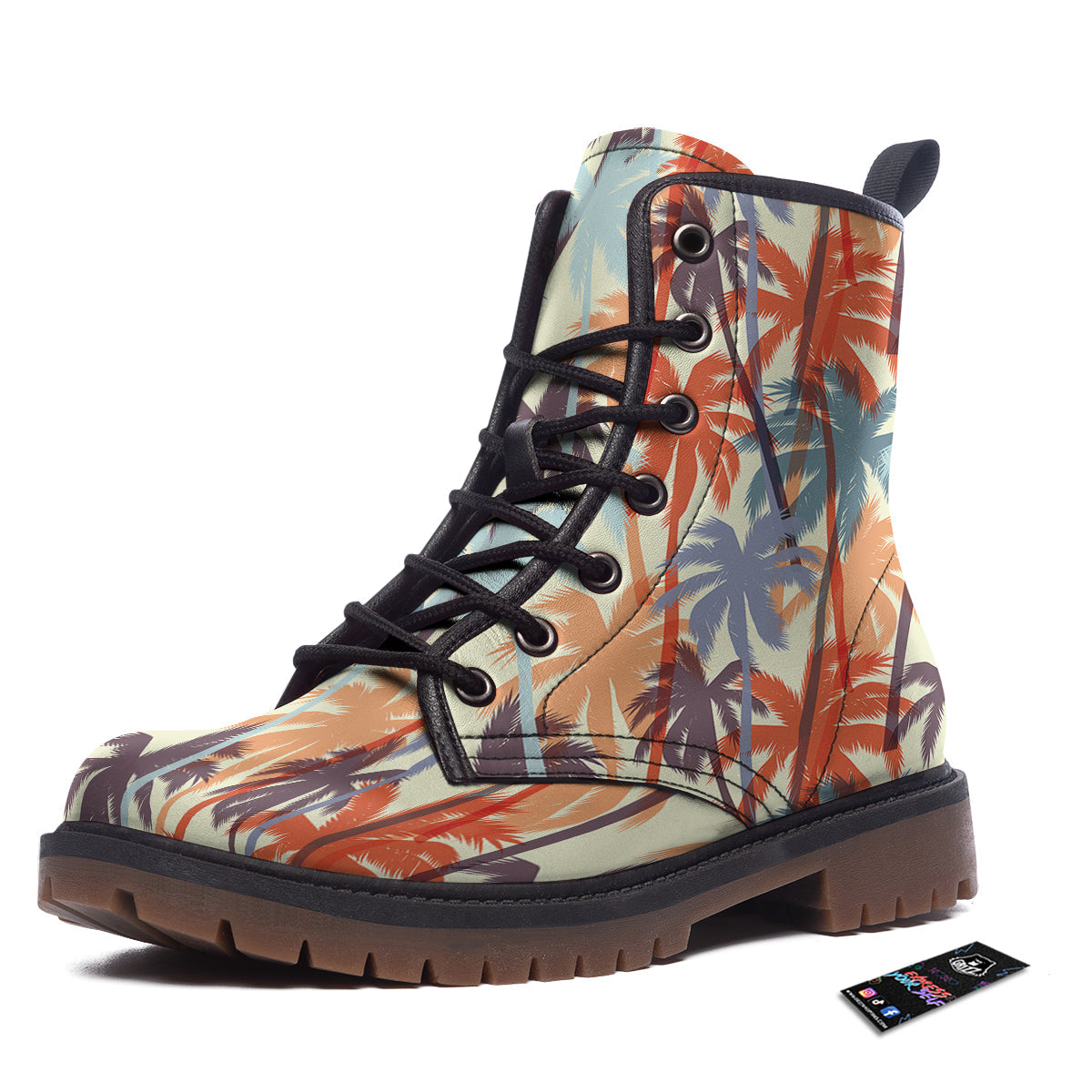 Colorful Palm Trees Print Pattern Work Boots-grizzshop