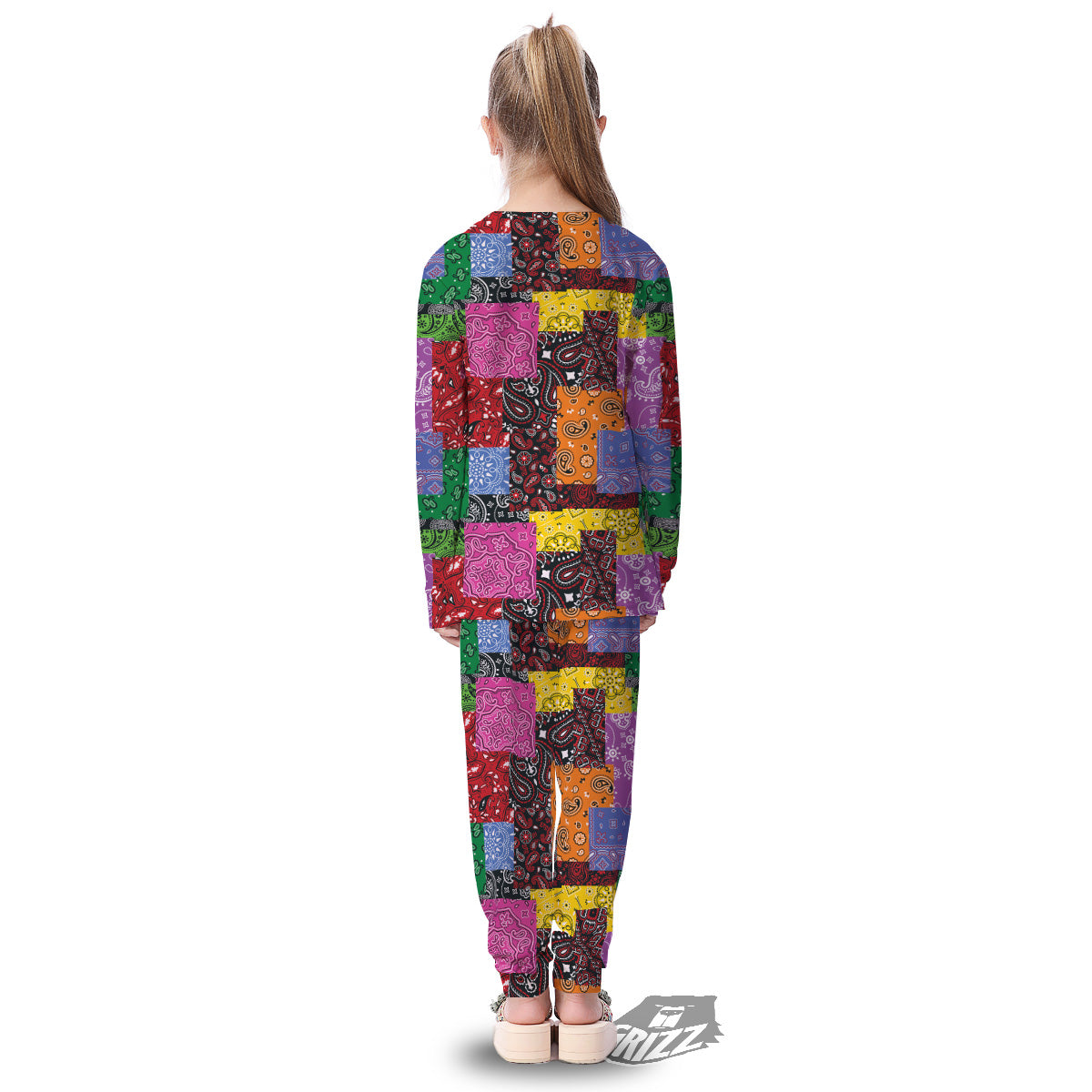 Colorful Patchwork Bandanna Print Pattern Kid's Pajamas-grizzshop