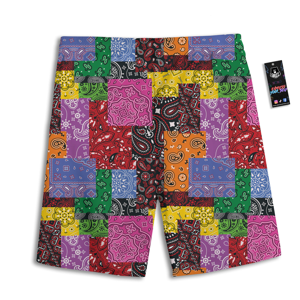 Colorful Patchwork Bandanna Print Pattern Men's Athletic Shorts