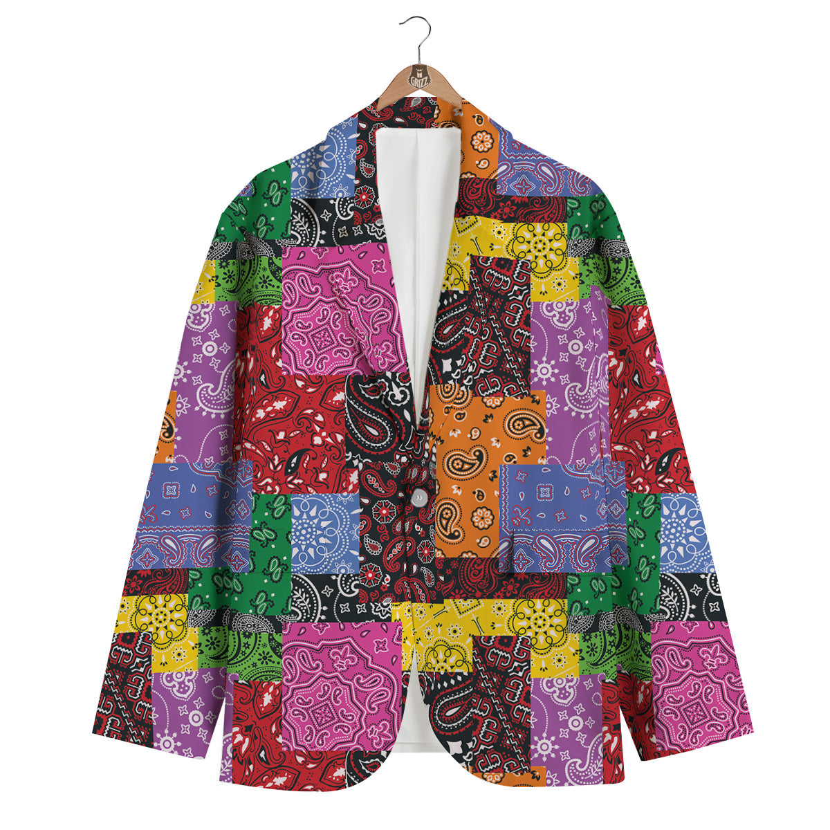 Colorful Patchwork Bandanna Print Pattern Men's Blazer-grizzshop