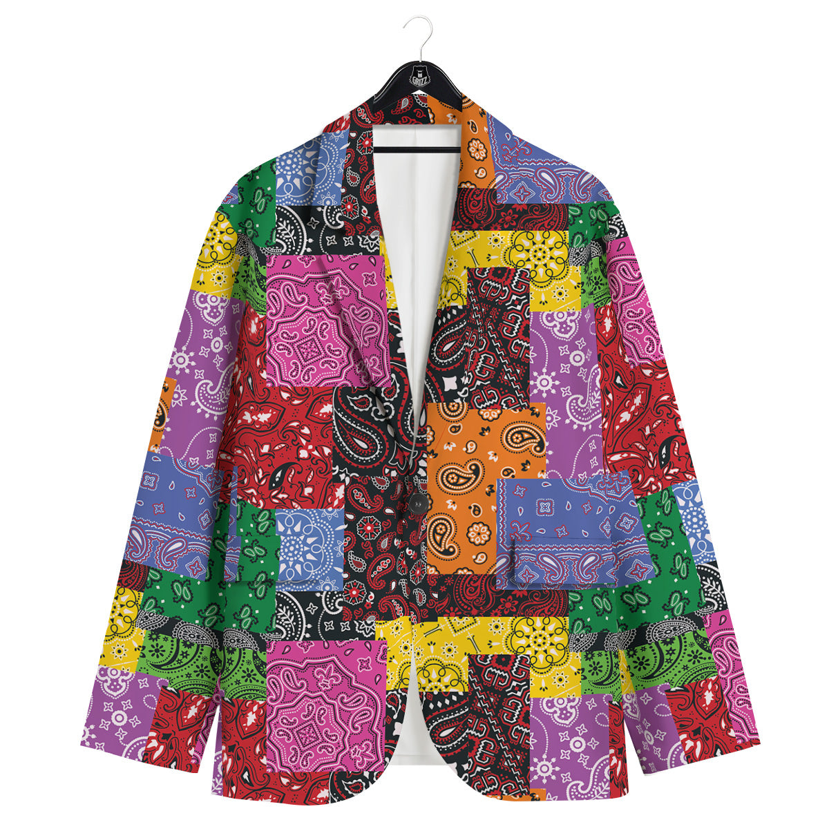 Colorful Patchwork Bandanna Print Pattern Men's Sport Coat-grizzshop