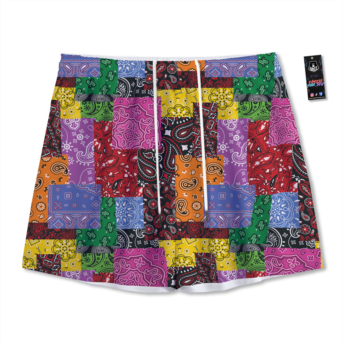 Gadsden Flag Grunge Print Mesh Shorts