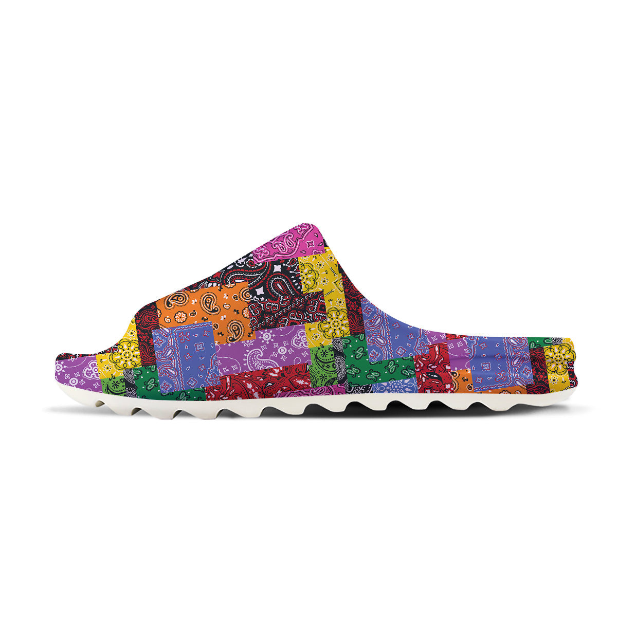 Colorful Patchwork Bandanna Print Pattern Sandals-grizzshop