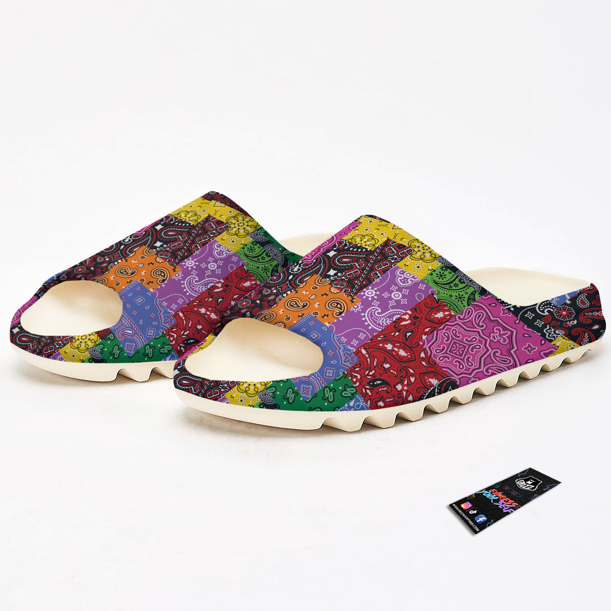 Colorful Patchwork Bandanna Print Pattern Sandals-grizzshop