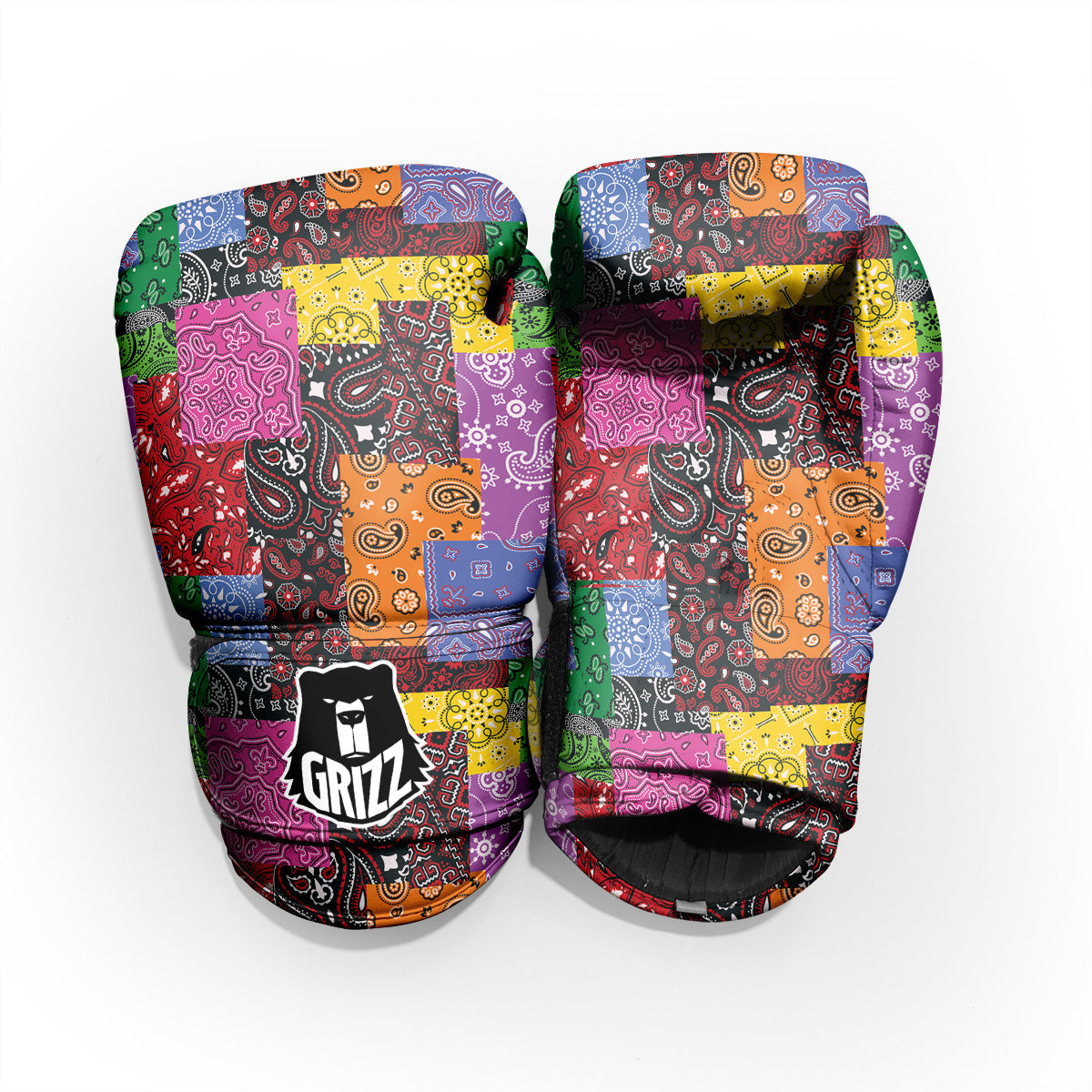Colorful Patchwork Bandanna Print Pattern Pro Boxing Glove