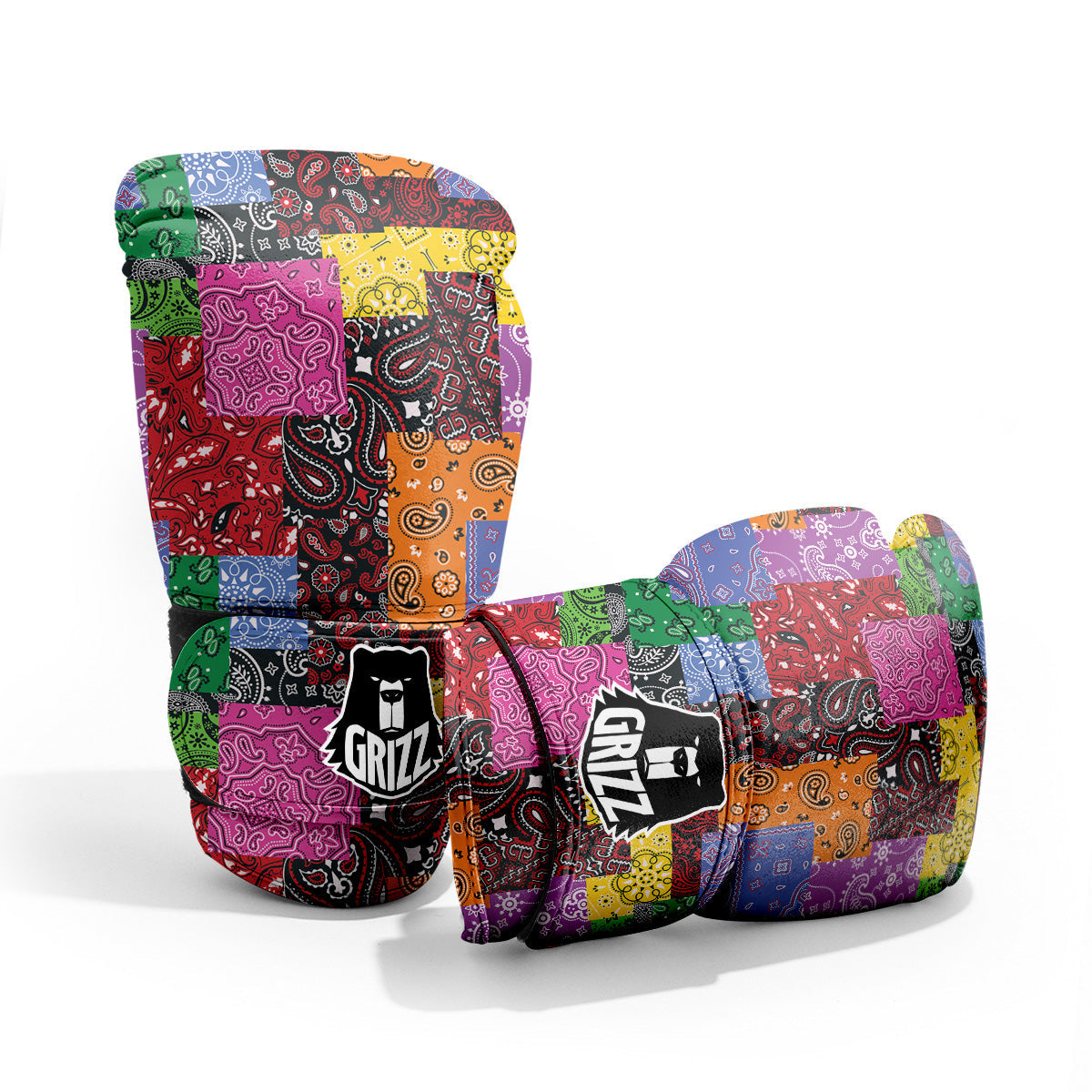 Colorful Patchwork Bandanna Print Pattern Pro Boxing Glove