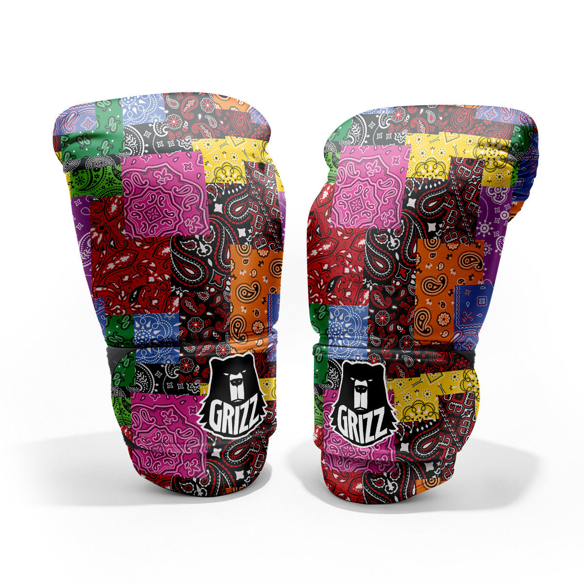 Colorful Patchwork Bandanna Print Pattern Pro Boxing Glove