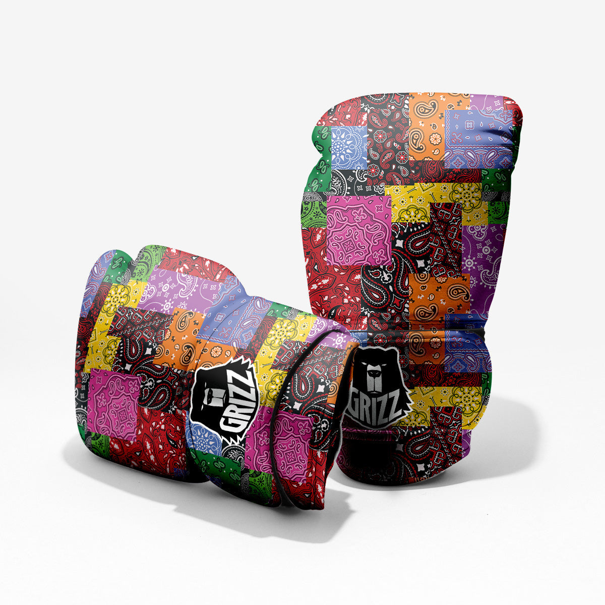 Colorful Patchwork Bandanna Print Pattern Pro Boxing Glove