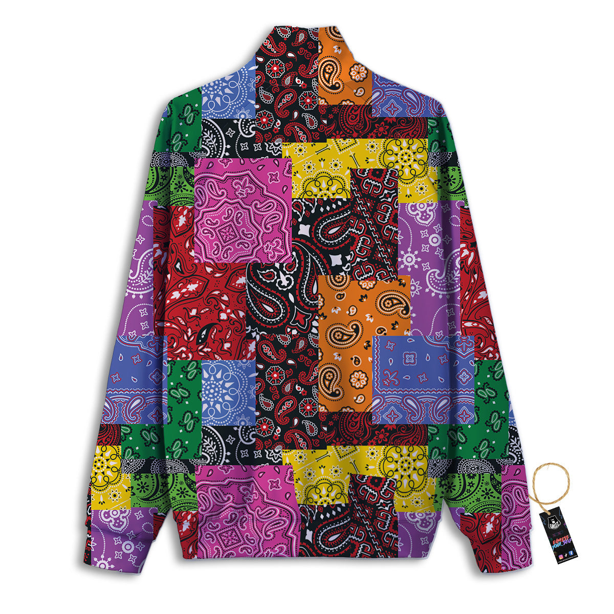 Colorful Patchwork Bandanna Print Pattern Track Jacket-grizzshop