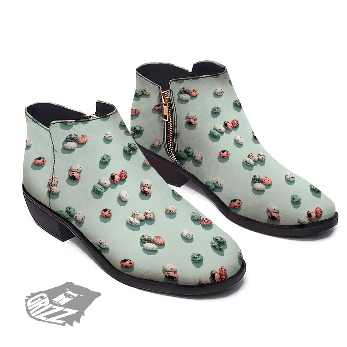 Colorful Pile Of Easter Eggs Print Pattern Ankle Boots-grizzshop