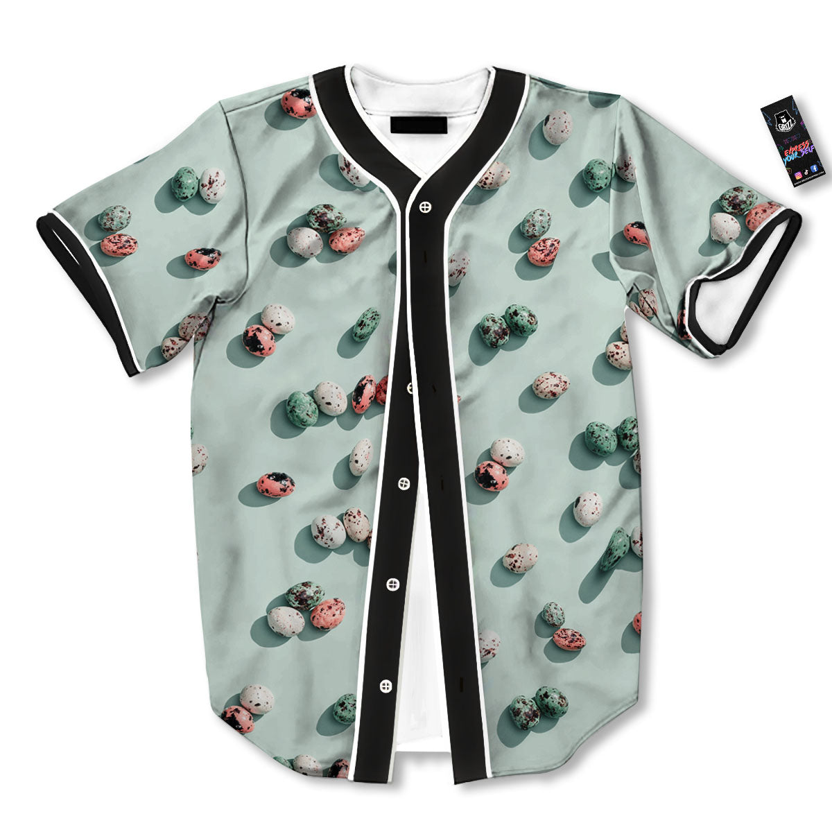 Colorful Pile Of Easter Eggs Print Pattern Baseball Jersey-grizzshop